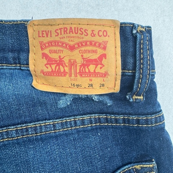 Levis 511 Slim Patchwork Jeans Boys Size 16 28X28 Dark Wash Mid Rise - Picture 15 of 15